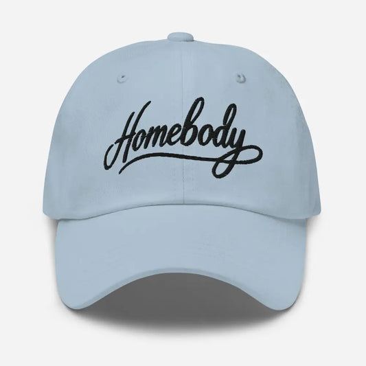 Embroidered ’Homebody’ Dad Hat – Adjustable Low Profile Cap - Hats light blue baseball cap black 1
