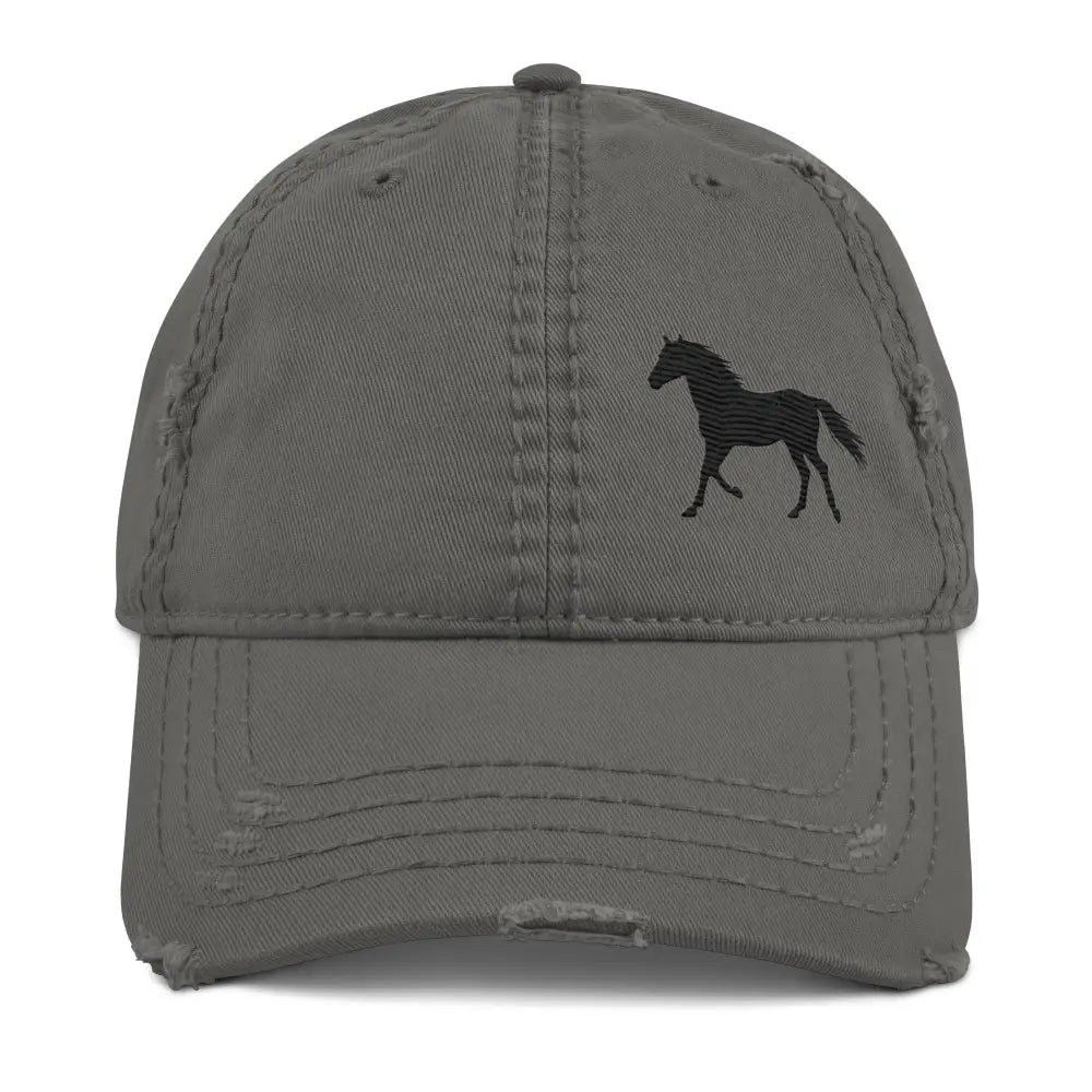 Distressed gray embroidered horse dad hat by Trini Skies