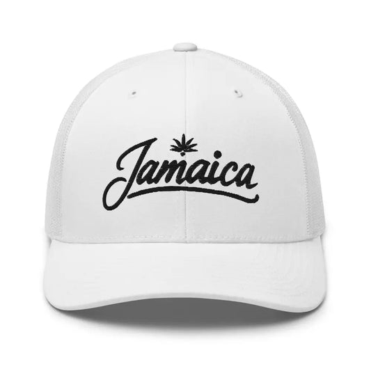 Embroidered ’Jamaica Celebration’ Trucker Cap – Comfortable Sun Hat - Hats white mesh-back baseball cap black 1