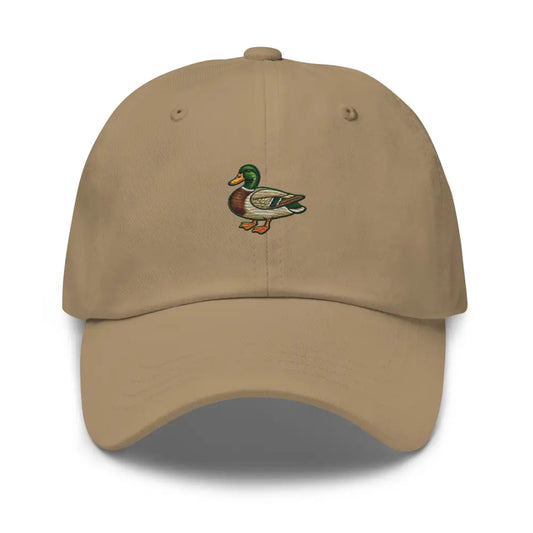 Embroidered Mallard Duck Dad Hat | Cotton Twill Outdoor - Khaki - Hats khaki baseball cap embroidered mallard 1