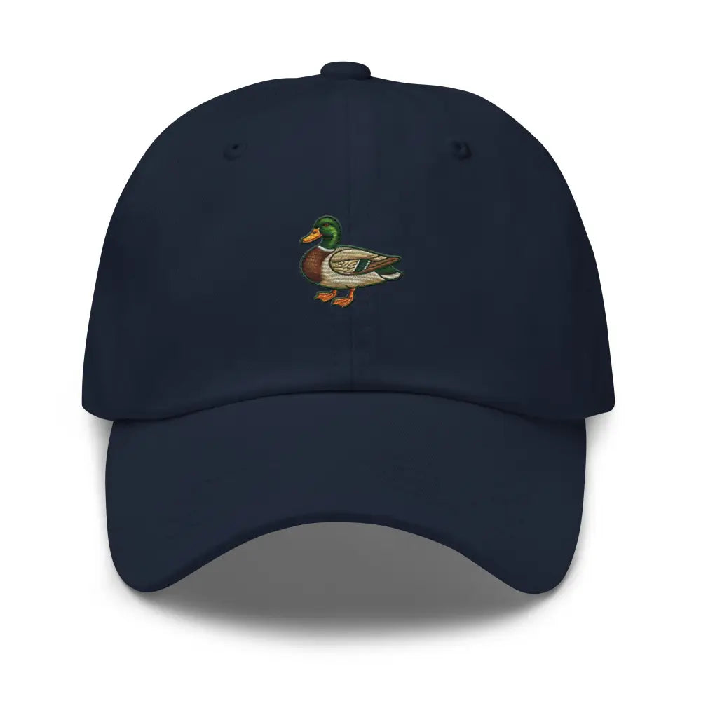 Dark blue Trini Skies embroidered mallard duck cotton twill dad hat
