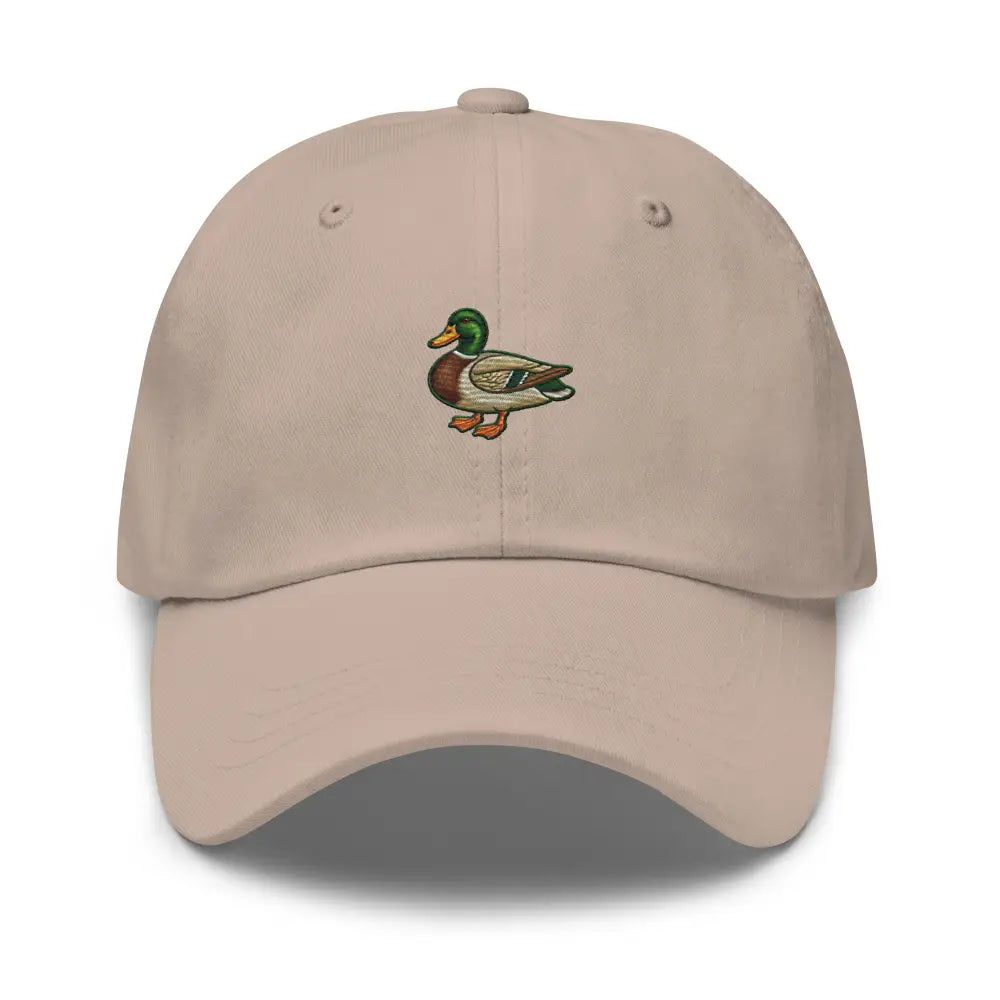 Light tan Trini Skies embroidered mallard duck cotton twill dad hat