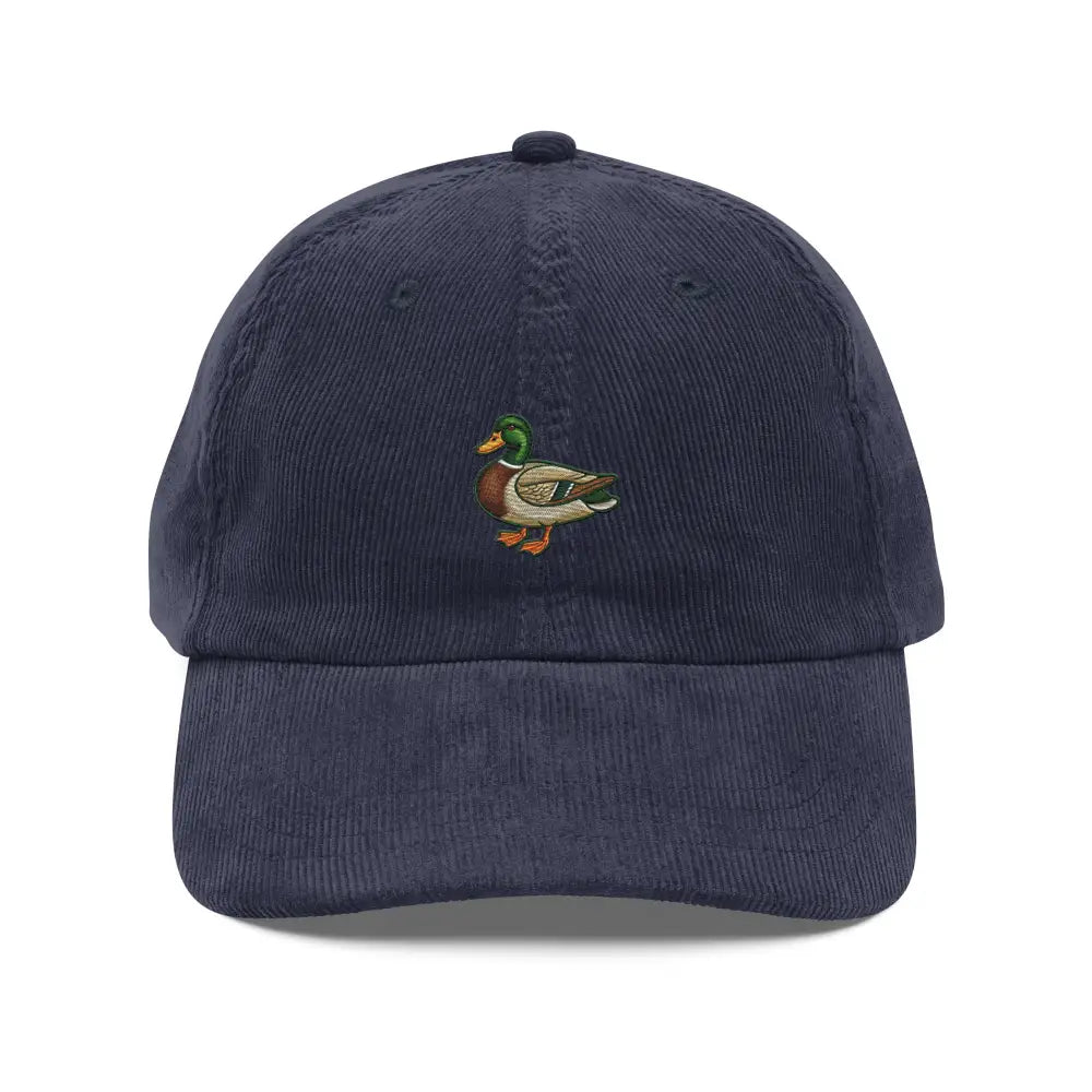 Trini Skies embroidered mallard duck corduroy cap