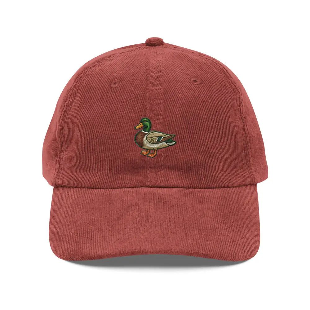 Trini Skies embroidered mallard duck corduroy cap
