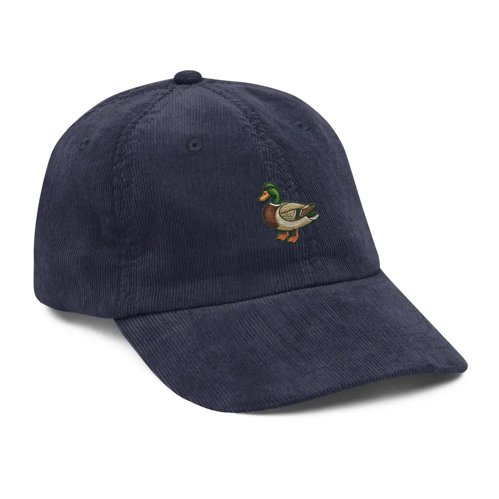 Trini Skies embroidered mallard duck corduroy cap