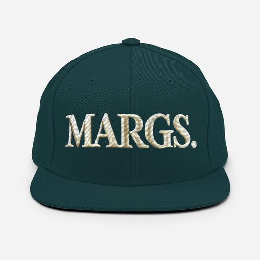 Embroidered Margarita Snapback Hat | Margs Party | Fun Cap - Hats dark green flat-brim baseball cap 1