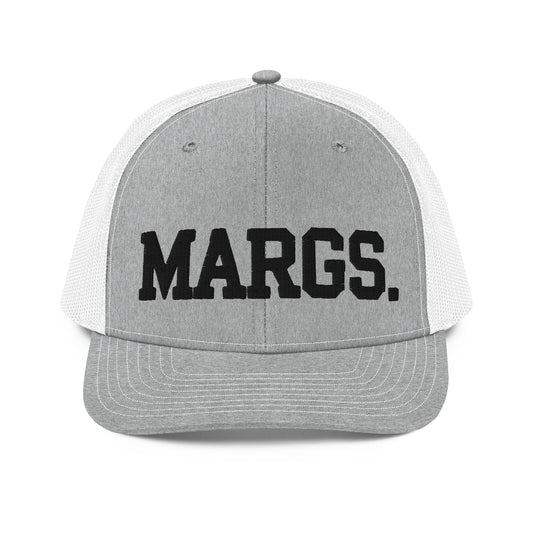 Embroidered Margs Margarita Trucker Hat | Party with Mesh Back - Heather Grey/White - Hats gray white trucker hat 1