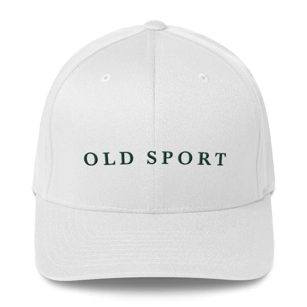 White Trini Skies Old Sport embroidered twill cap in dark green