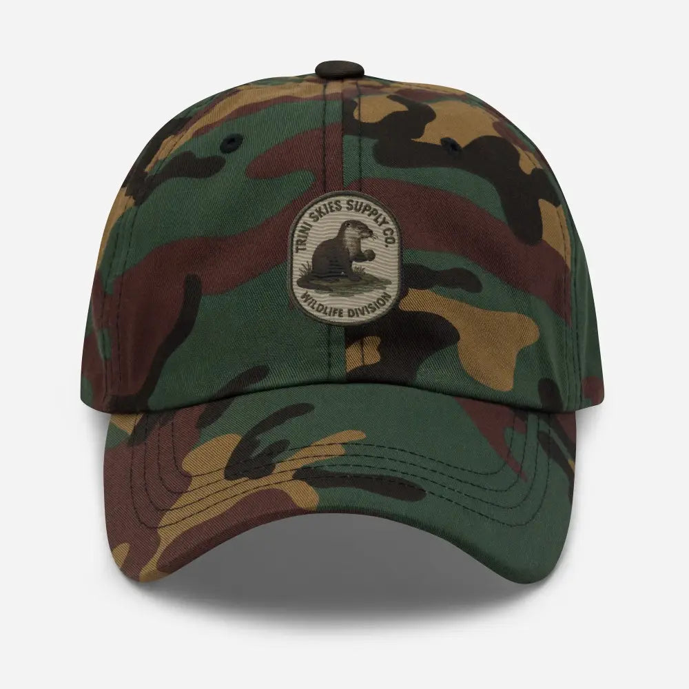 Embroidered Otter Wildlife Division Camo Dad Cap in Chino Cotton Twill