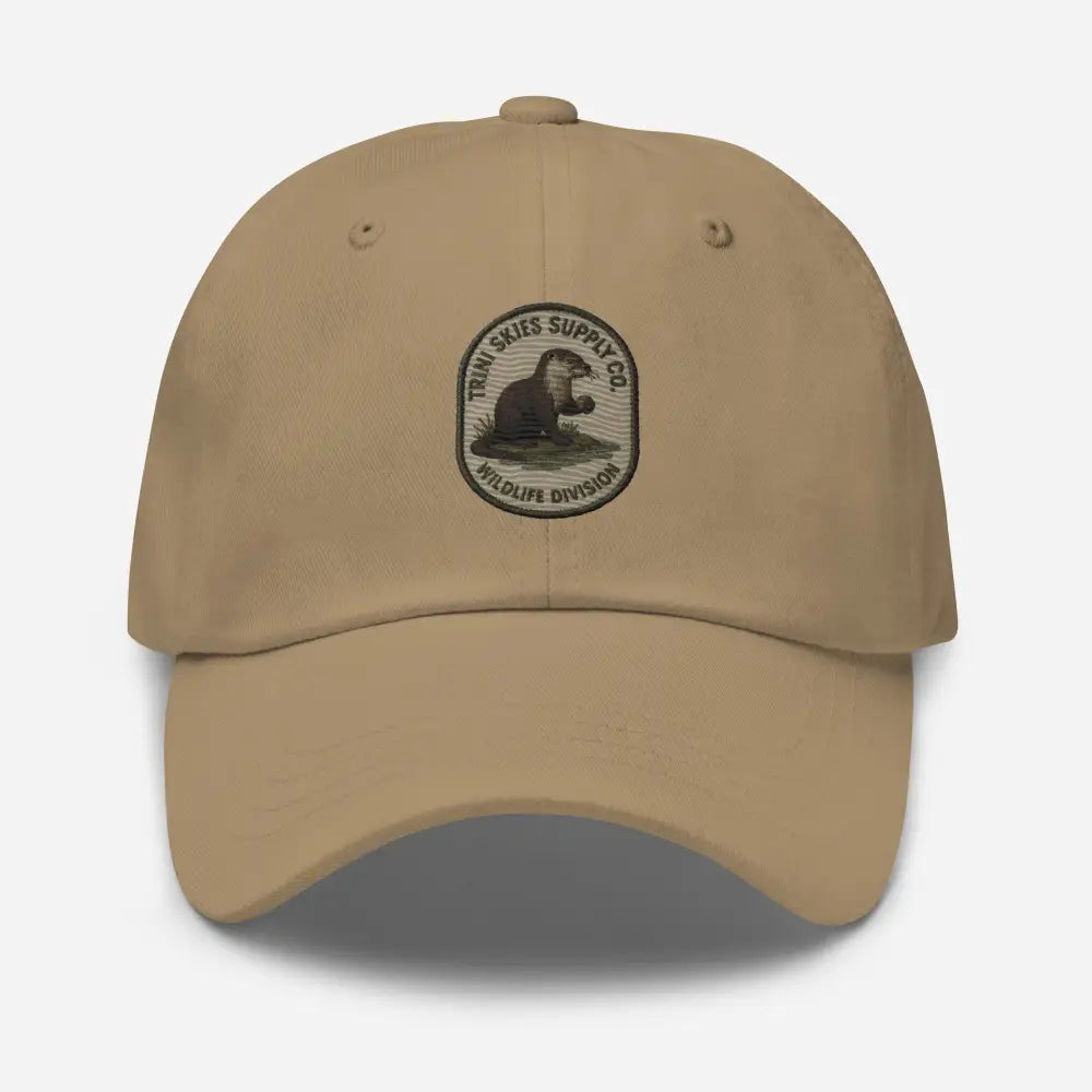 Tan OTTER WILDLIFE DIVISION embroidered otter dad cap with beaver patch