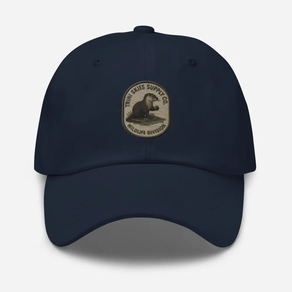 Dark blue OTTER WILDLIFE DIVISION embroidered dad cap with beaver patch