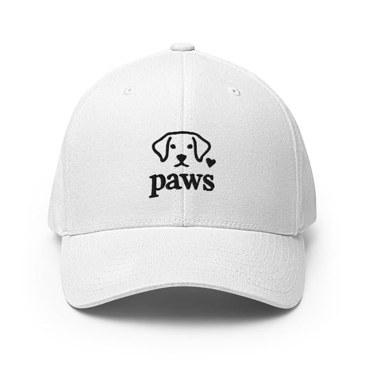 Embroidered Paws Pet Lovers Dog & Cat Structured Twill Cap with Stretch Band - White / S/M - Hats 1