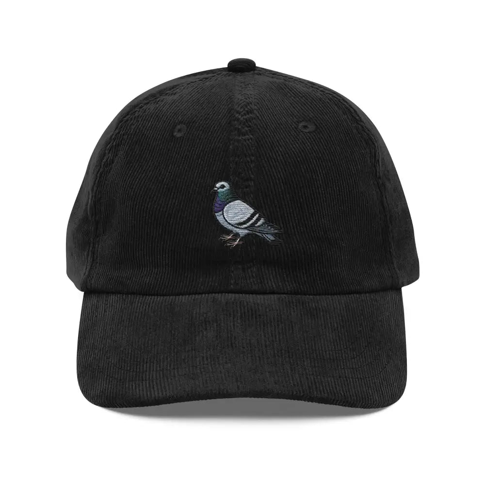 Trini Skies embroidered pigeon vintage corduroy baseball cap