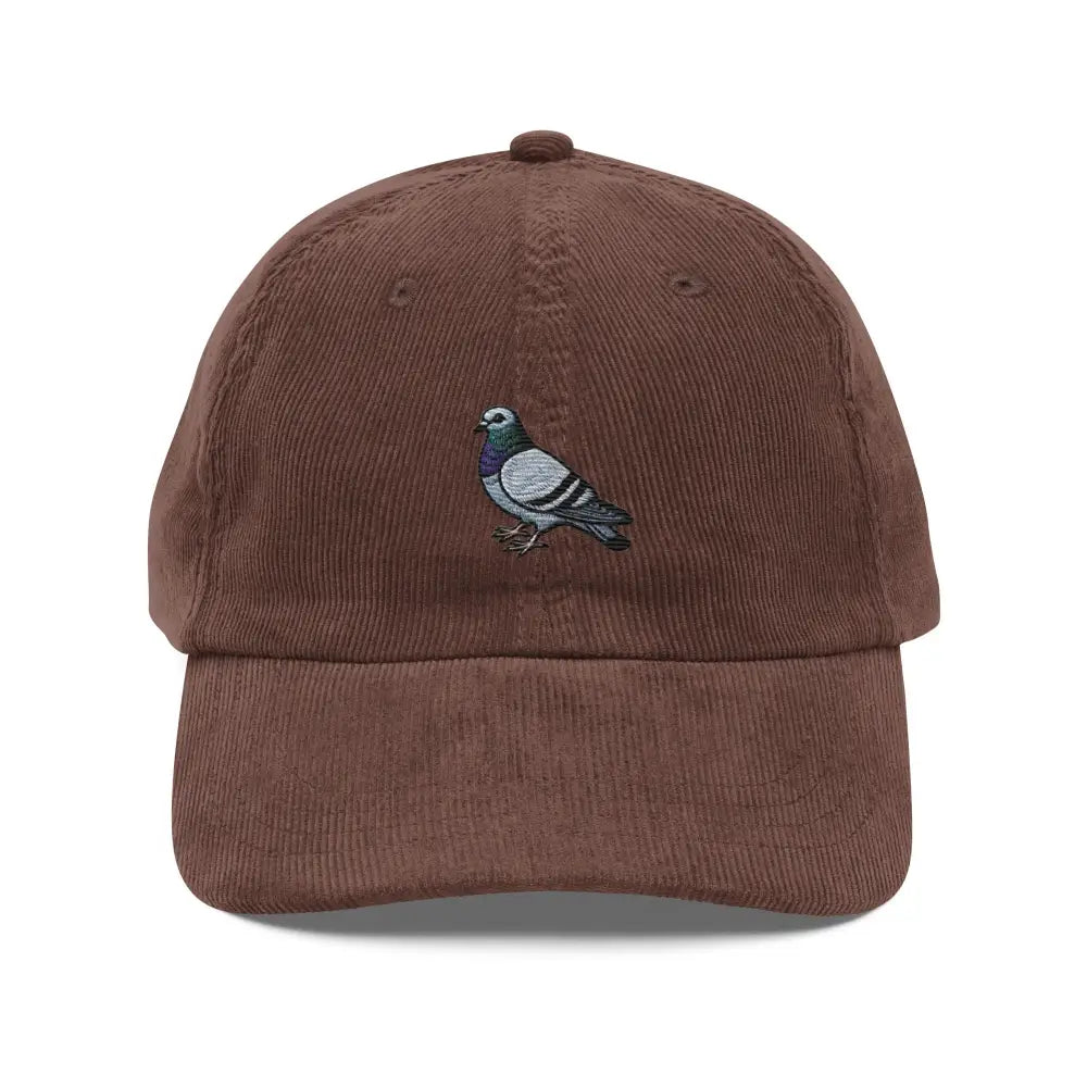 Trini Skies embroidered pigeon vintage corduroy baseball cap