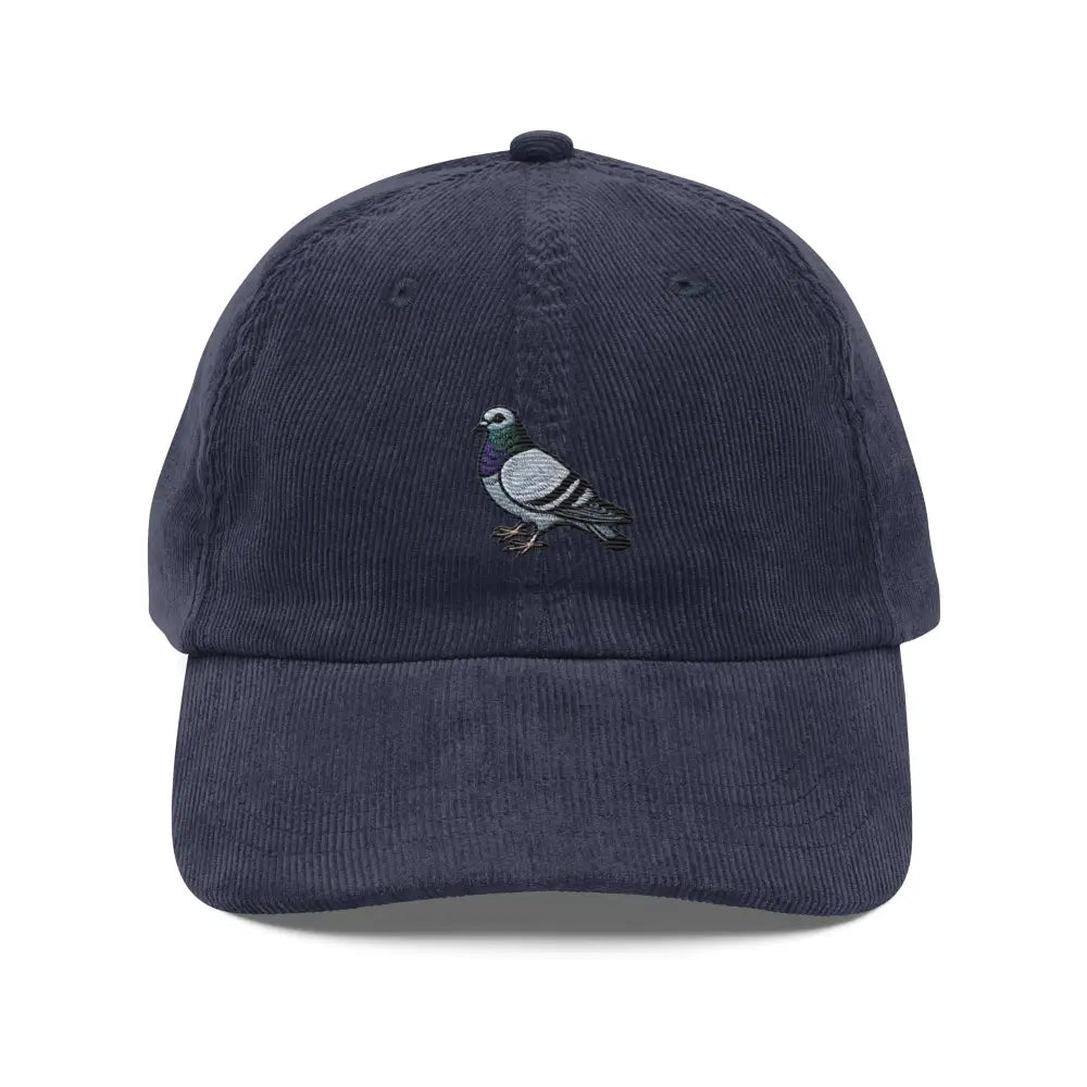 Trini Skies embroidered pigeon vintage corduroy cap