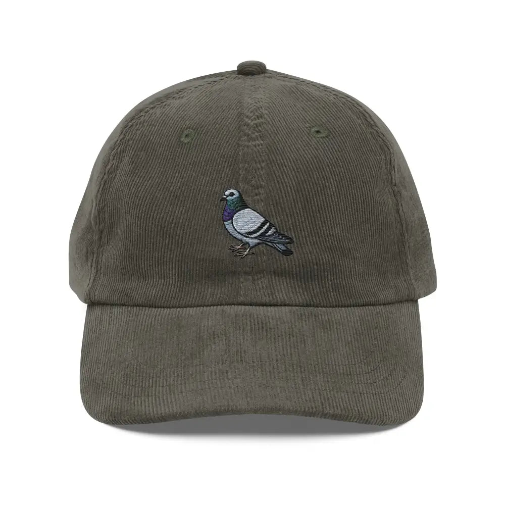 Trini Skies embroidered pigeon vintage corduroy baseball cap