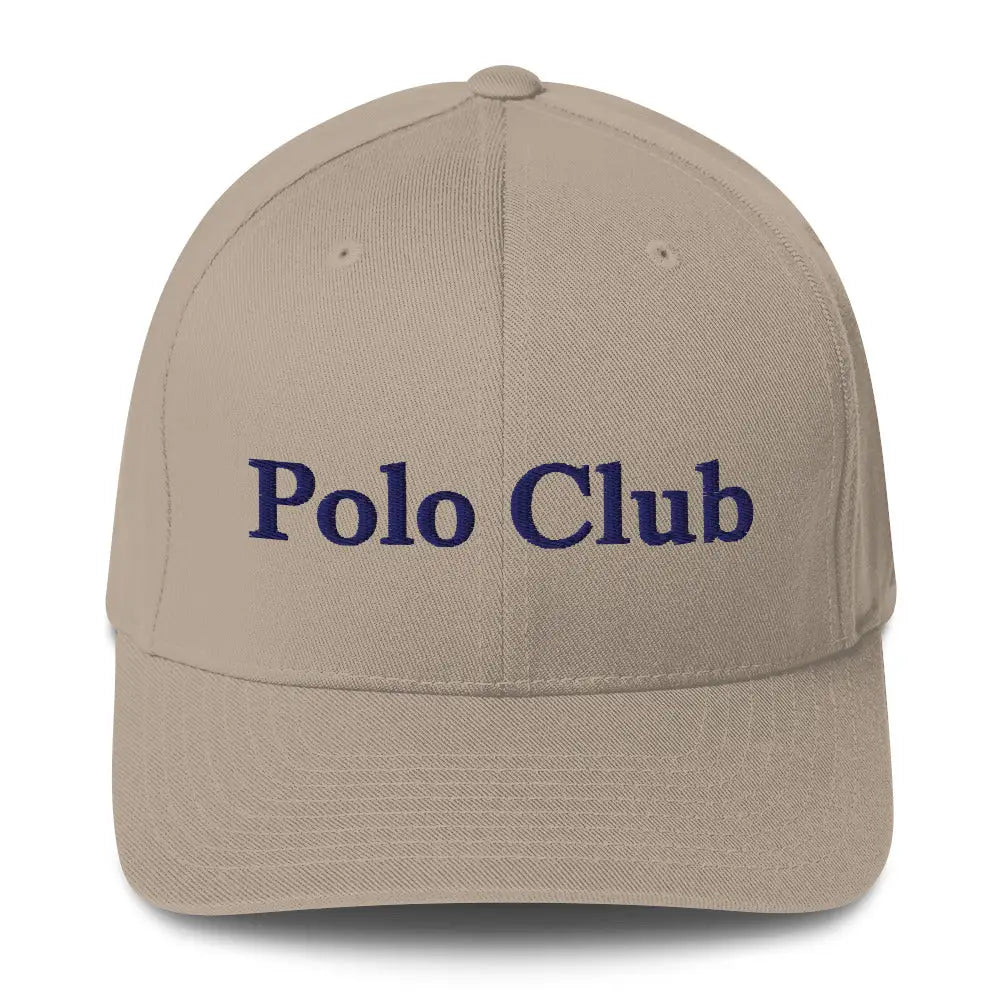 Tan embroidered Polo Club structured twill cap by Trini Skies