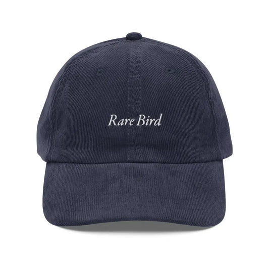 Navy blue embroidered rare bird corduroy cap