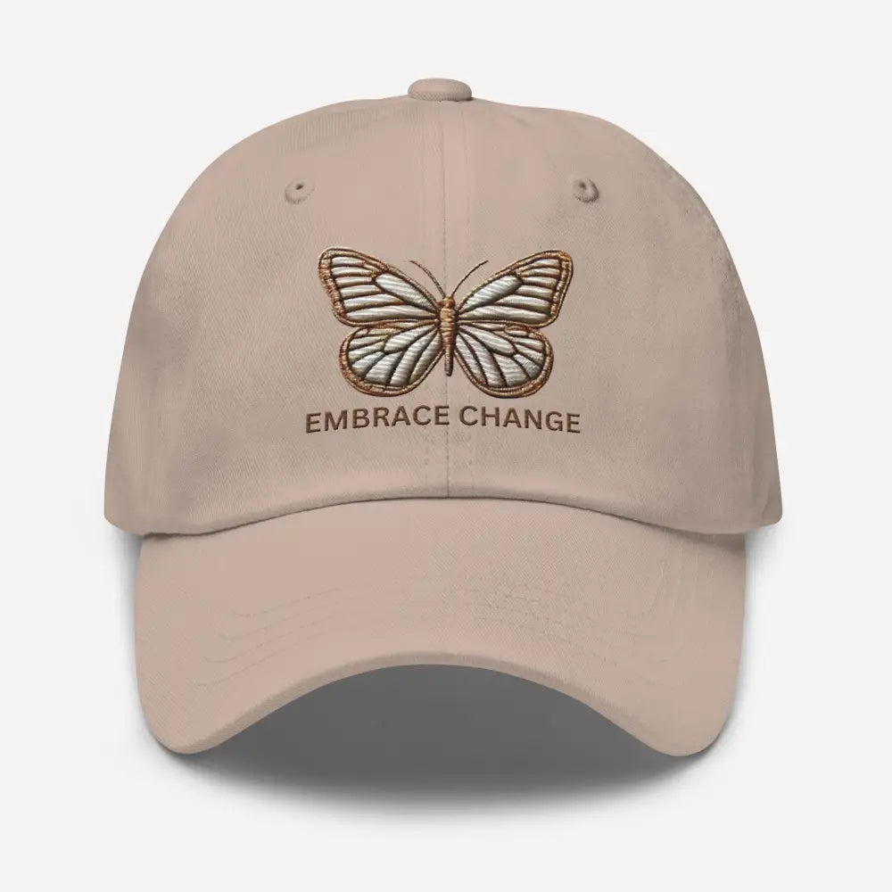 Light brown butterfly embrace change dad embroidered cotton twill hat