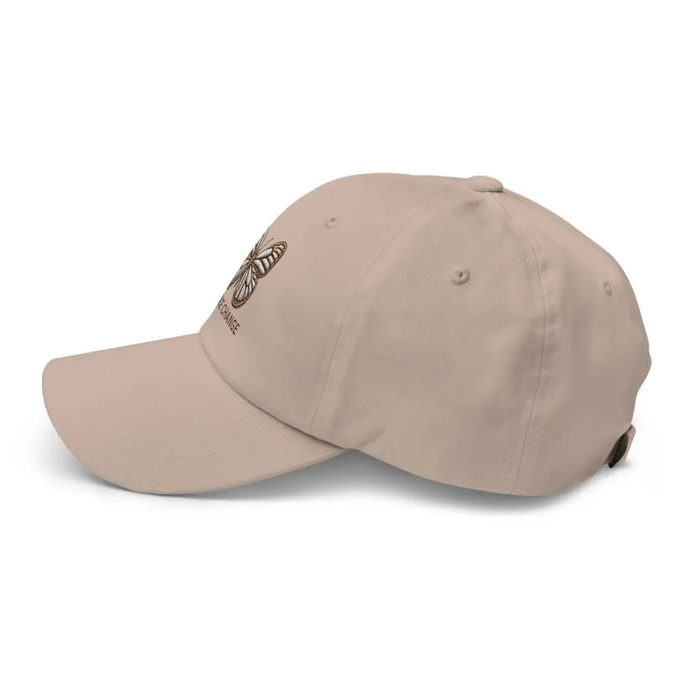 Light beige Butterfly Embrace Change dad hat with embroidered butterfly