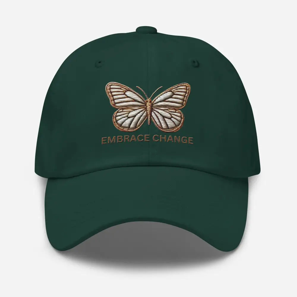 Dark green Butterfly Embrace Change Dad embroidered cotton twill hat