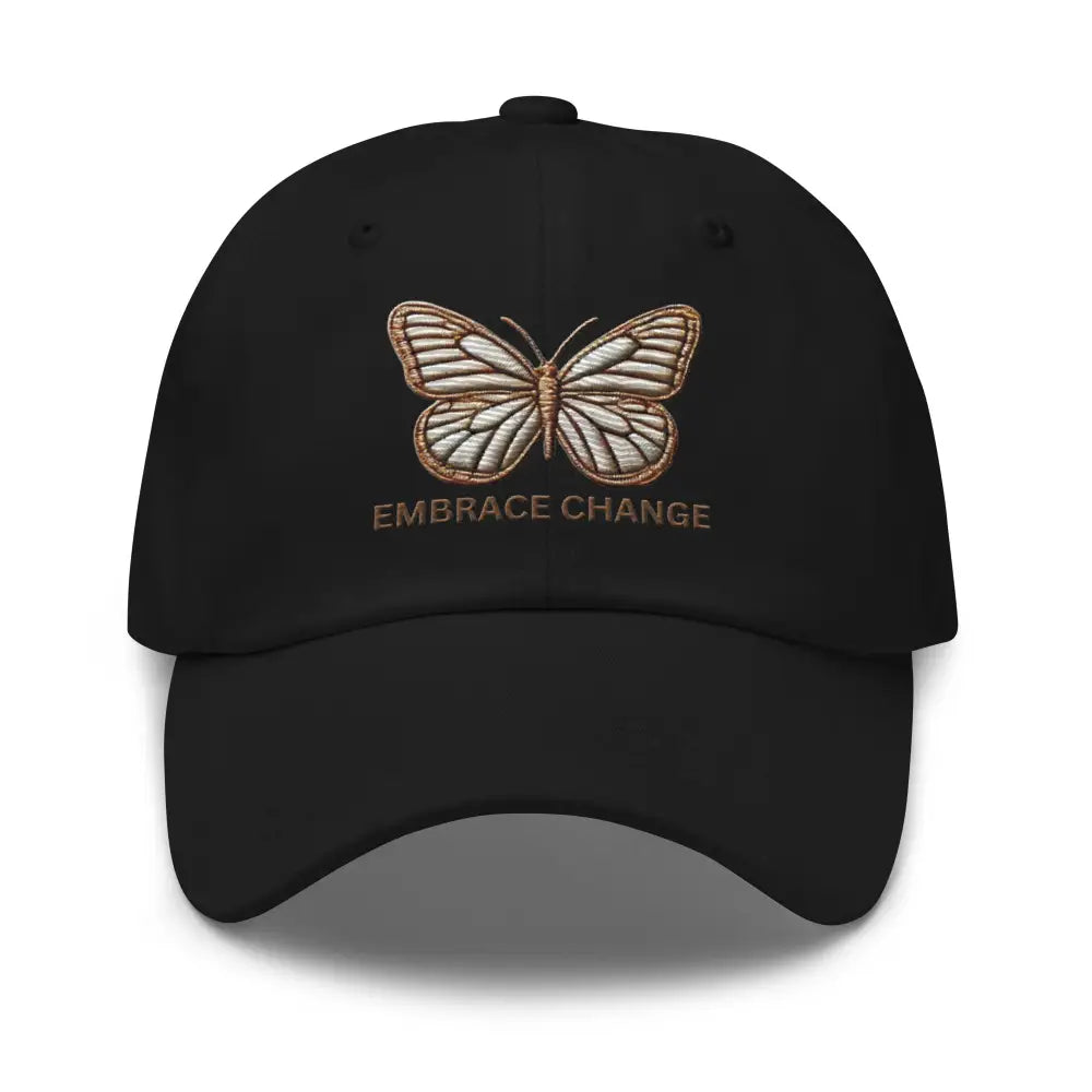 Black Butterfly Embrace Change Dad Embroidered Cotton Twill Hat