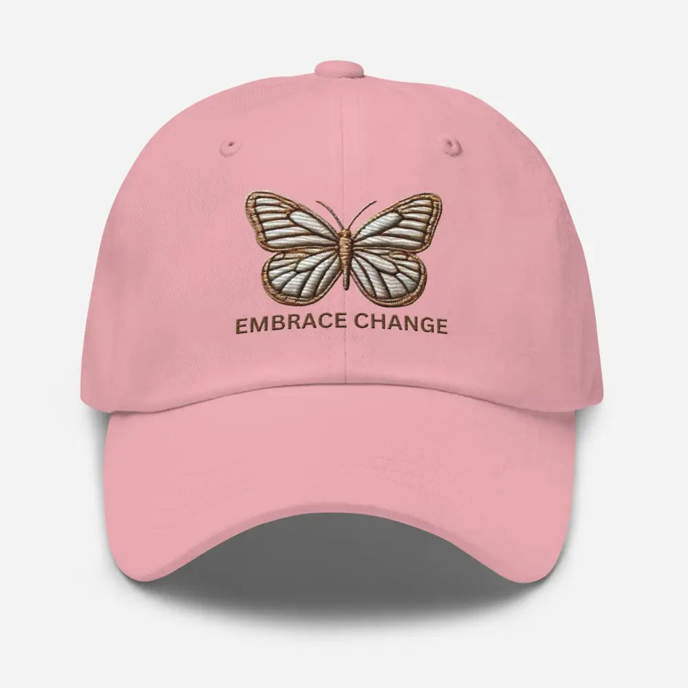 Pink butterfly embrace change dad embroidered cotton twill hat