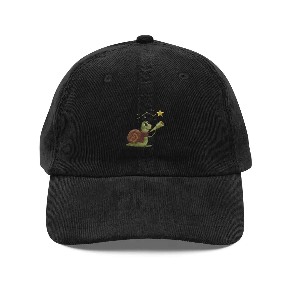 Embroidered star gazing snail corduroy hat by Trini Skies