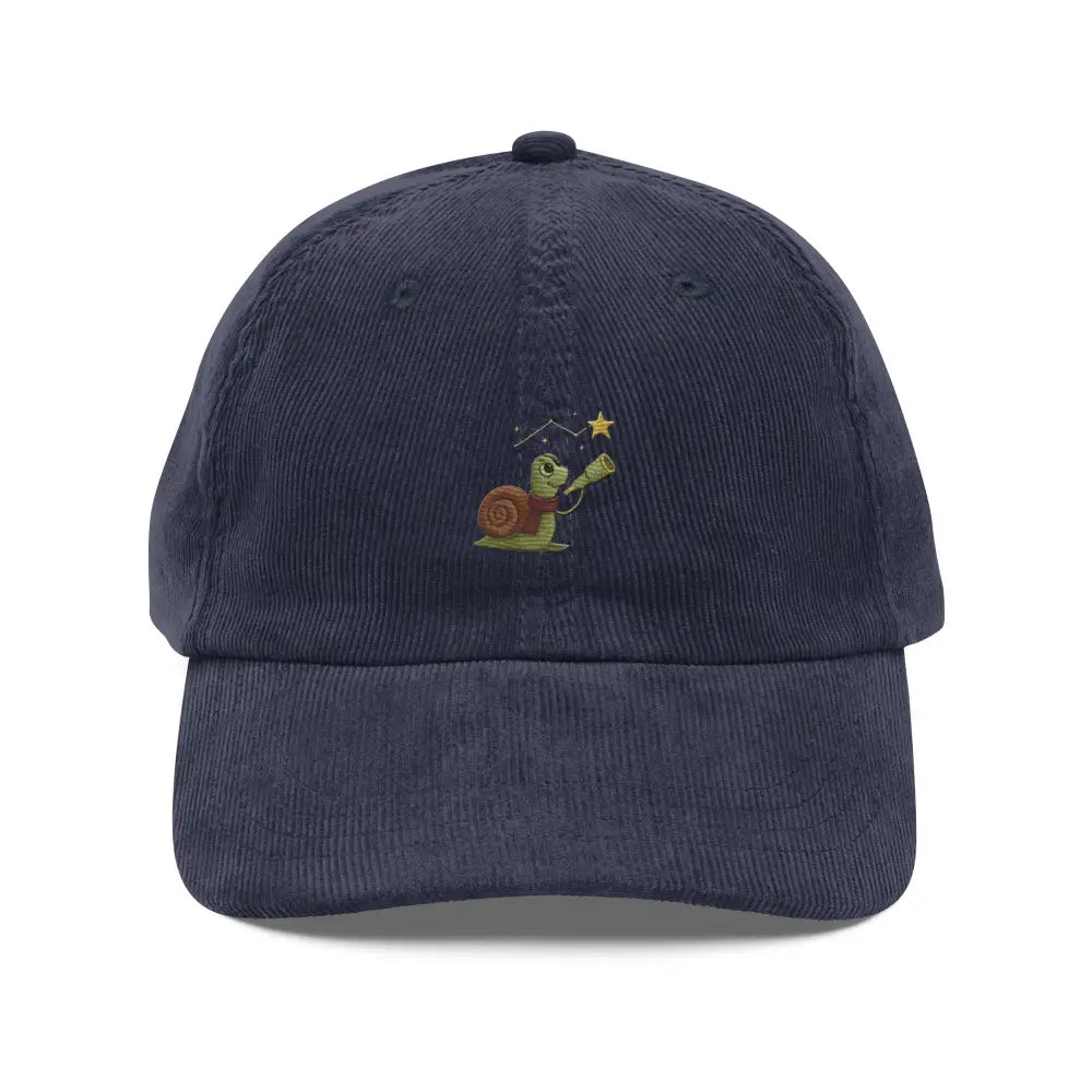 Embroidered star gazing snail corduroy hat by Trini Skies