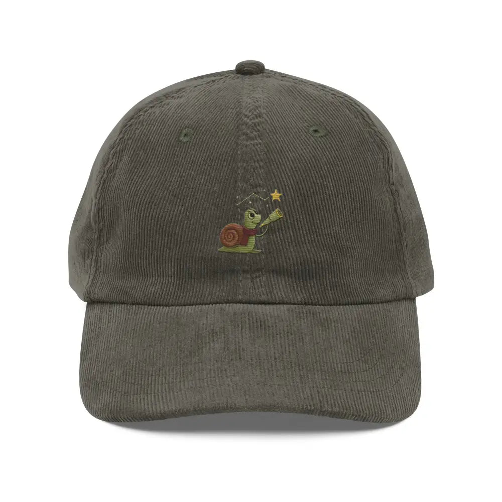 Embroidered star gazing snail corduroy hat by Trini Skies