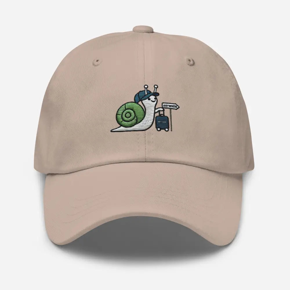 Traveling Snail Dad embroidered corduroy cap with suitcase snail