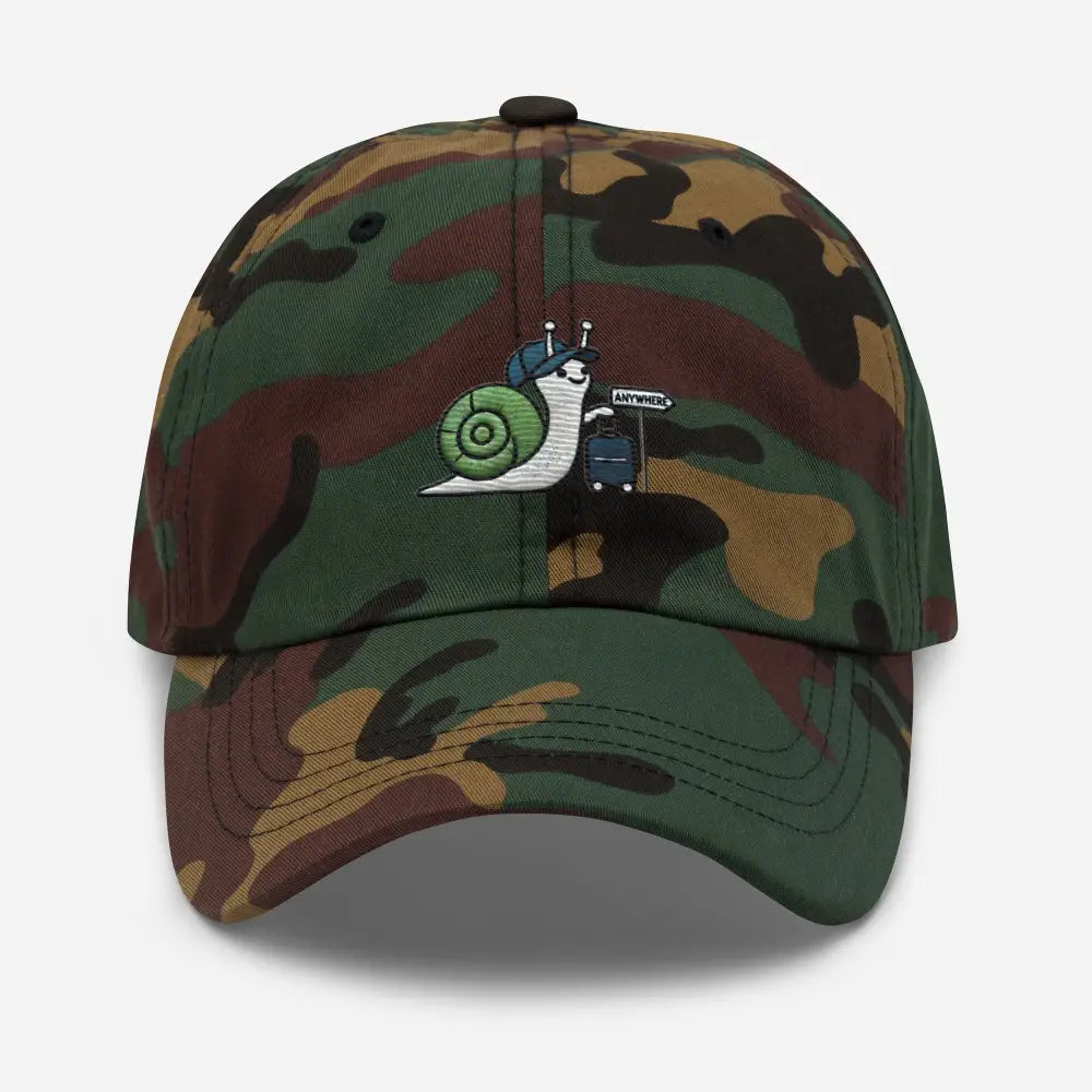 Traveling Snail Dad Embroidered Corduroy Cap with Vintage Camo
