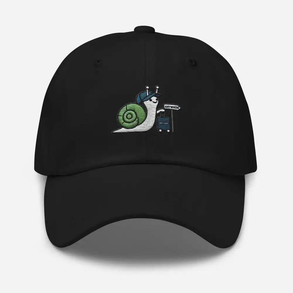 Traveling Snail Dad embroidered corduroy cap with black snail design