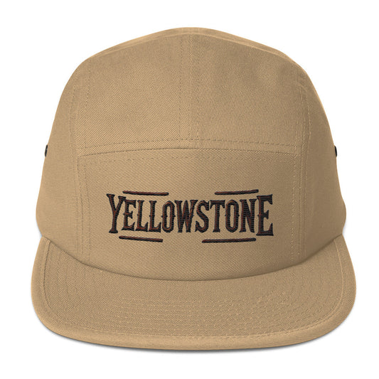 Embroidered Yellowstone National Park Five Panel Cap | Camping & Hiking Hat - Hats tan five-panel cap yellowstone