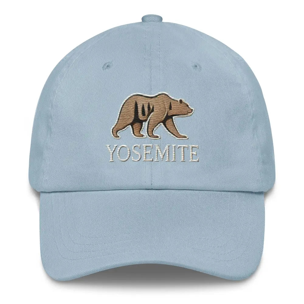 Light blue embroidered Yosemite wildlife bear dad hat