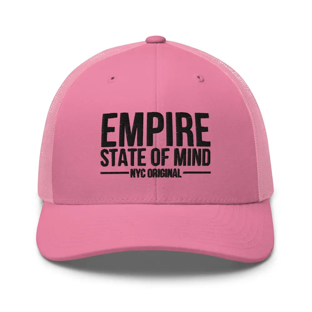 Pink Trini Skies embroidered corduroy cap with Empire State text