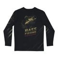 Trini Skies black long-sleeve fishing shirt with jumping bass graphic