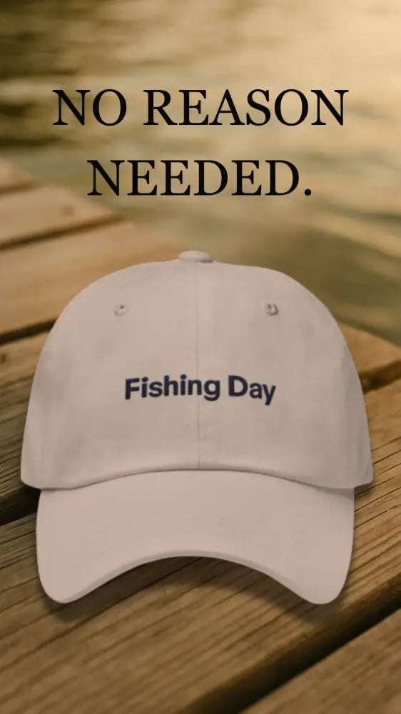 Light-colored Fishing Day Dad embroidered corduroy hat featuring Trini Skies branding