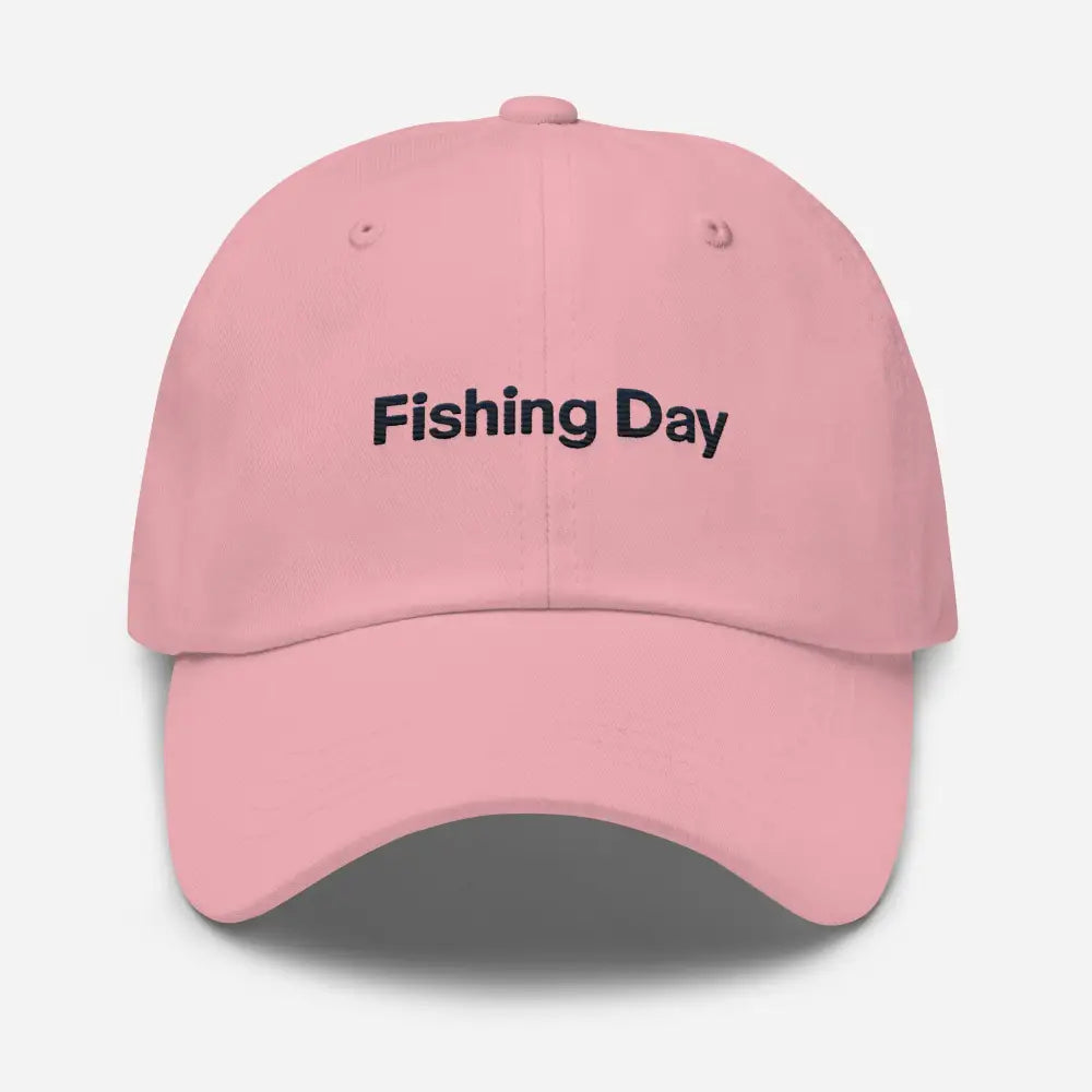 Pink baseball cap with embroidery from Fishing Day Dad collection featuring Trini Skies design