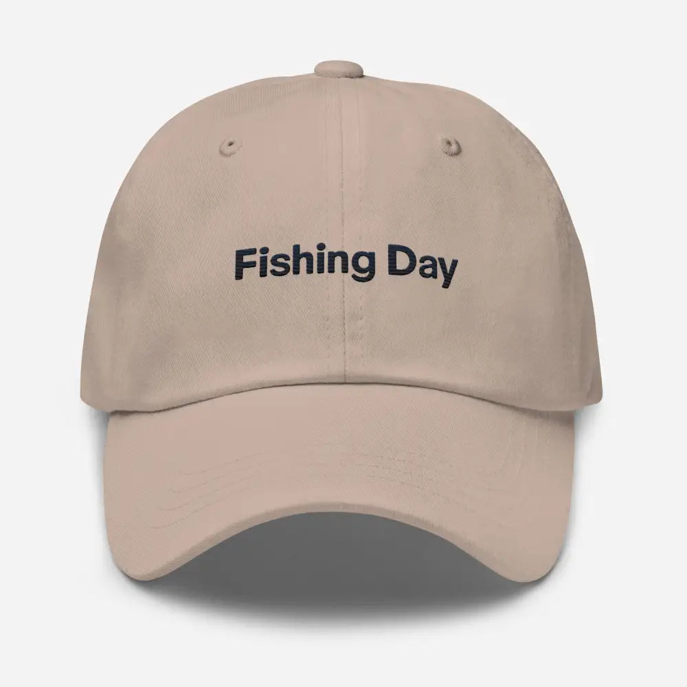 Light brown fishing day dad embroidered corduroy cap with trini skies design