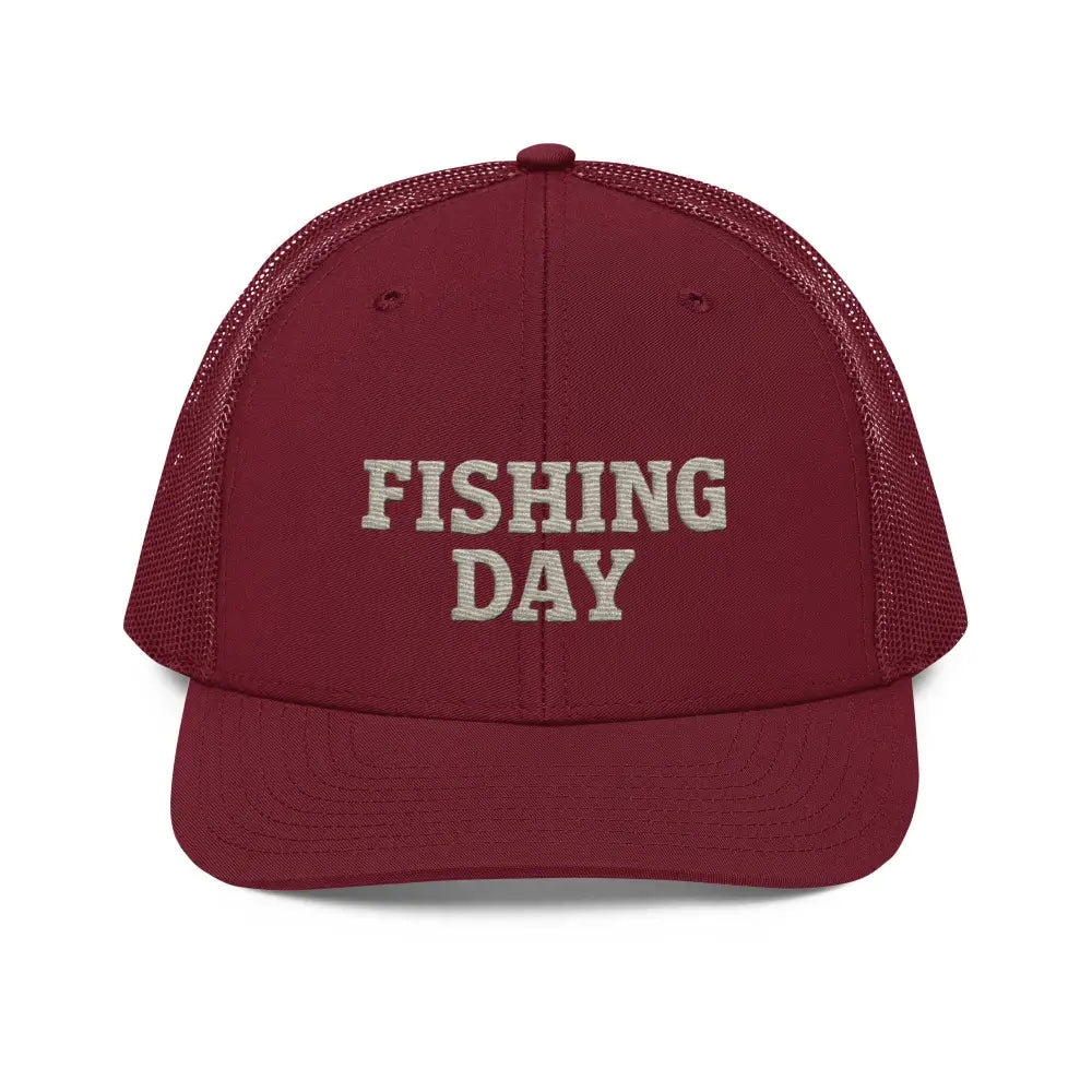 Maroon Fishing Day Richardson embroidered trucker cap