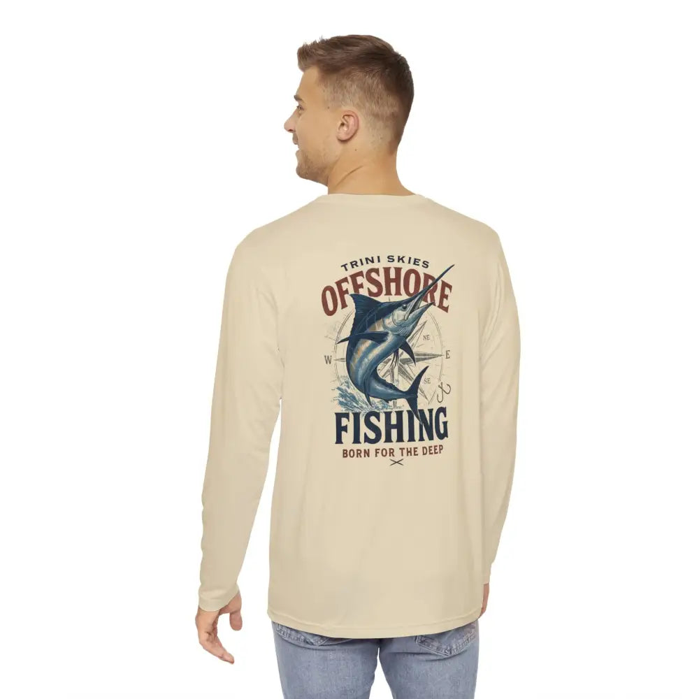 Men’s long-sleeve beige fishing shirt outdoor with sunrise mens long design and embroidered corduroy cap