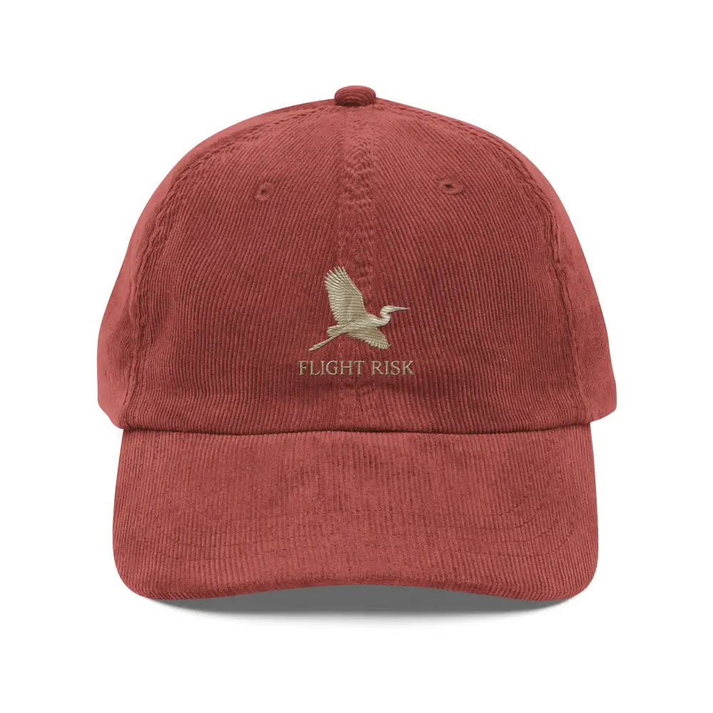 Flight Risk embroidered corduroy hat with heron motif