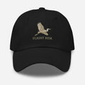 Flight Risk embroidered minimalist bird dad cap by Trini Skies Blends