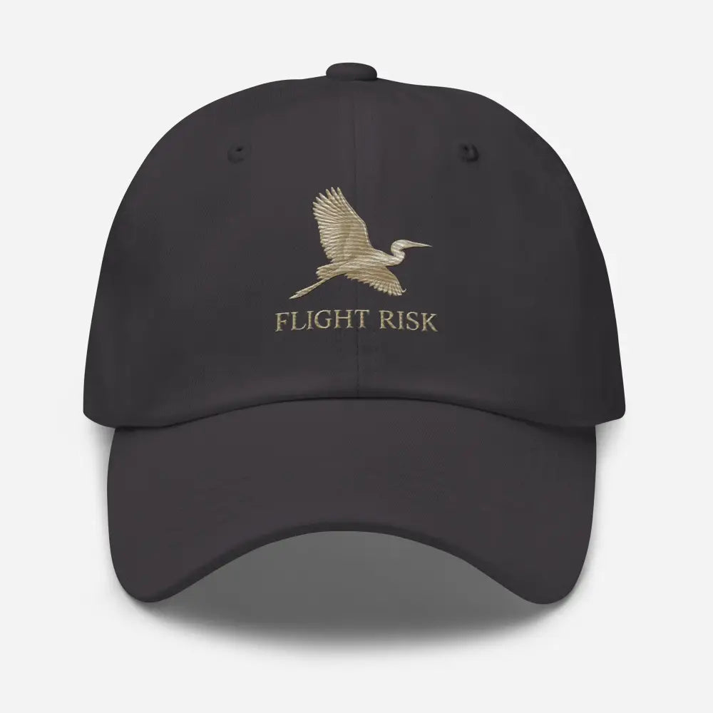 Flight Risk Embroidered minimalist bird dad cap in dark grey
