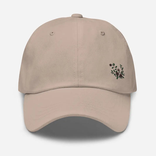 Flower Vine Embroidered Dad Hat Stylish Low Profile Comfort Great Gift Idea Retro Vintage Inspired - Hats light beige