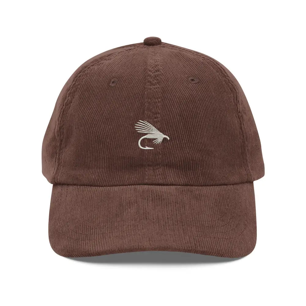 Heritage Edition embroidered corduroy cap with white fishing fly
