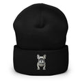 Black French Bulldog Embroidered Cuffed Beanie by Trini Skies