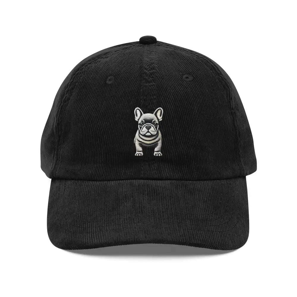 Adorable French Bulldog embroidered vintage corduroy cap