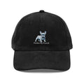Black French Bulldog Embroidered Corduroy Cap with Adjustable Strap